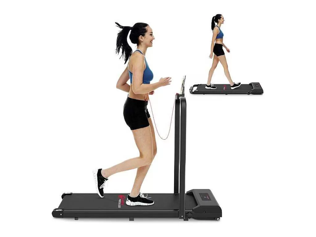 Fitness*Vente-unique 2 Em 1 Esteira Dobravel Elétrica Com Quadro Reforcado Com Tela Lcd Para O Escritório Em Casa