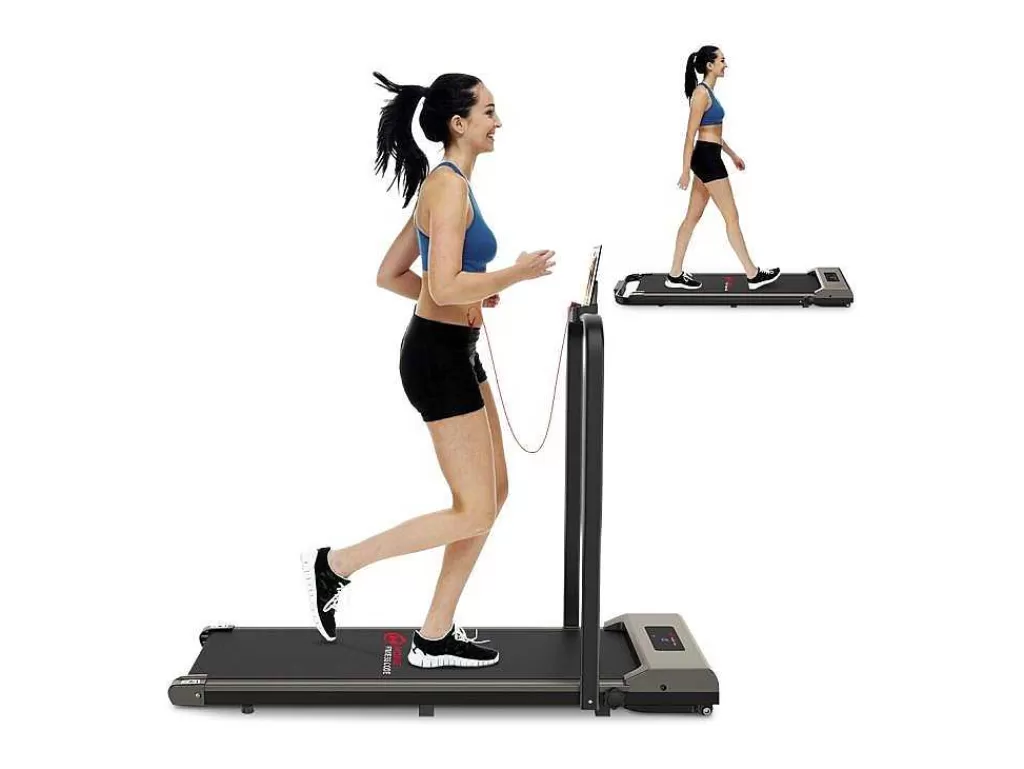 Fitness*Vente-unique 2 Em 1 Esteira Dobravel Elétrica Com Quadro Reforcado Com Tela Lcd Para O Escritório Em Casa