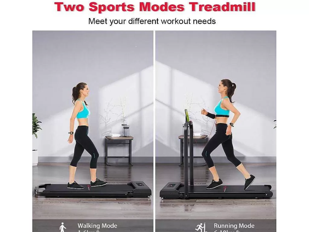 Fitness*Vente-unique 2 Em 1 Esteira Dobravel Elétrica Com Quadro Reforcado Com Tela Lcd Para O Escritório Em Casa