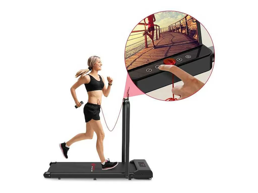 Fitness*Vente-unique 2 Em 1 Esteira Dobravel Elétrica Com Quadro Reforcado Com Tela Lcd Para O Escritório Em Casa