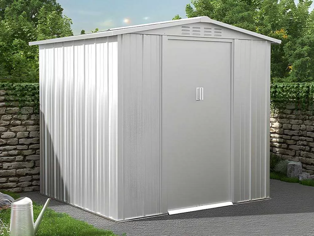 Abrigos De Jardim*EXPERTLAND Abrigo De Jardim Em Aco Galvanizado Cinza De 3,73 M - Linus
