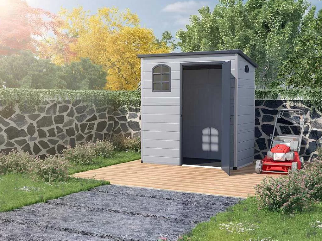 Abrigos De Jardim*EXPERTLAND Abrigo De Jardim Em Resina Cinza Antracite De 2,12 M - Nerio