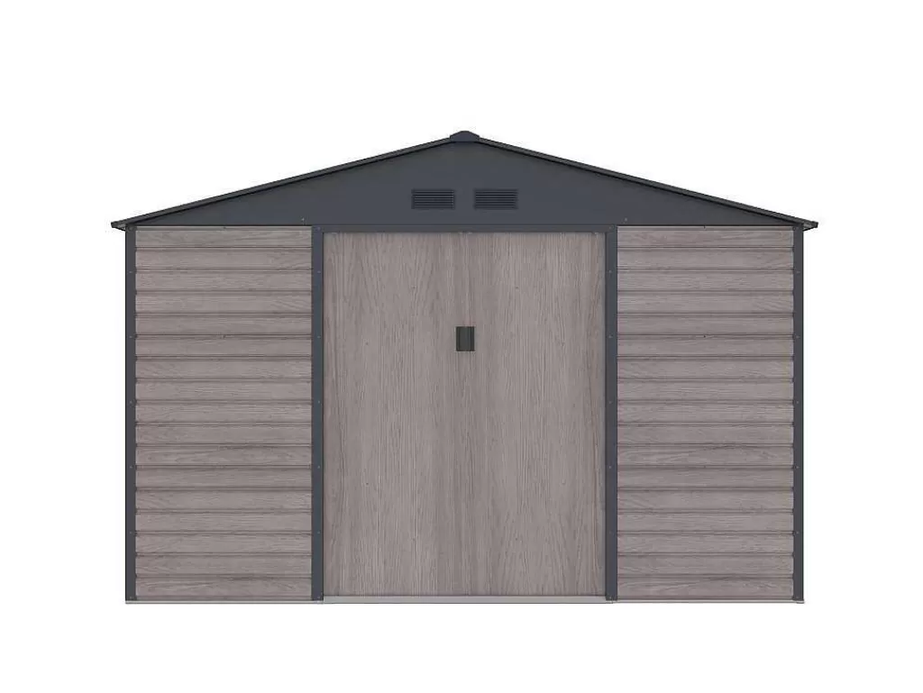 Abrigos De Jardim*EXPERTLAND Abrigo De Jardim Metal Aco Galvanizado Efeito Madeira Cinza 13,12 M Adelmo