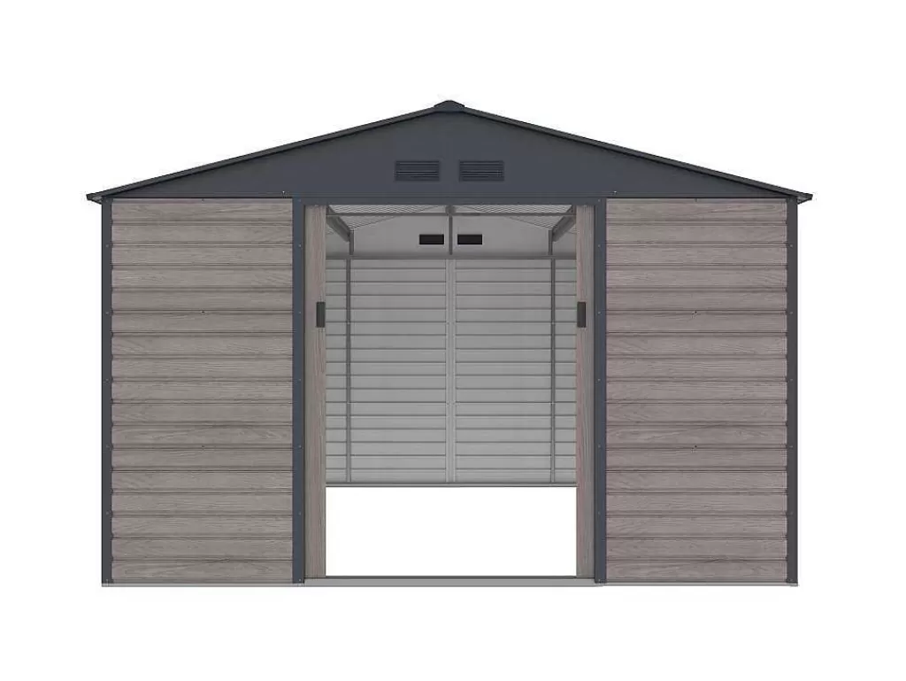Abrigos De Jardim*EXPERTLAND Abrigo De Jardim Metal Aco Galvanizado Efeito Madeira Cinza 13,12 M Adelmo