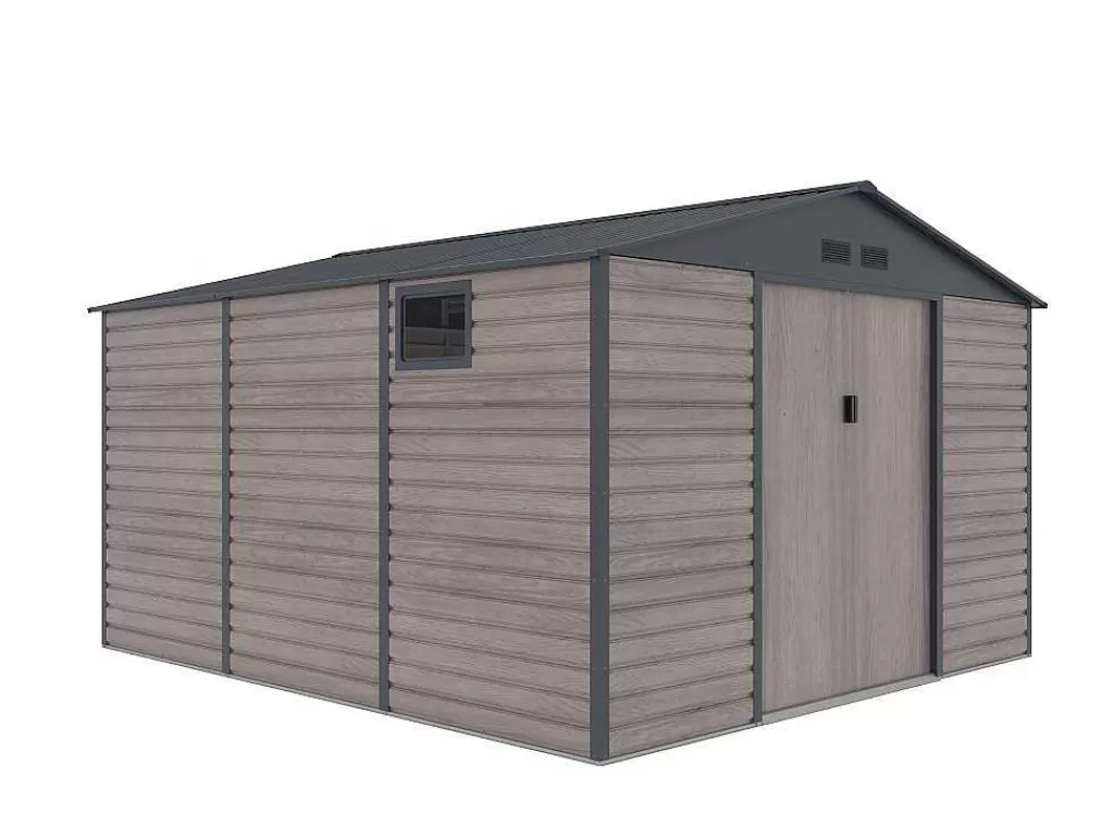 Abrigos De Jardim*EXPERTLAND Abrigo De Jardim Metal Aco Galvanizado Efeito Madeira Cinza 13,12 M Adelmo