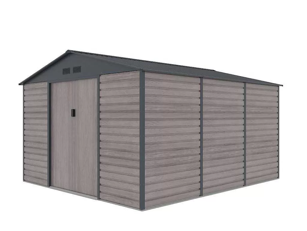 Abrigos De Jardim*EXPERTLAND Abrigo De Jardim Metal Aco Galvanizado Efeito Madeira Cinza 13,12 M Adelmo