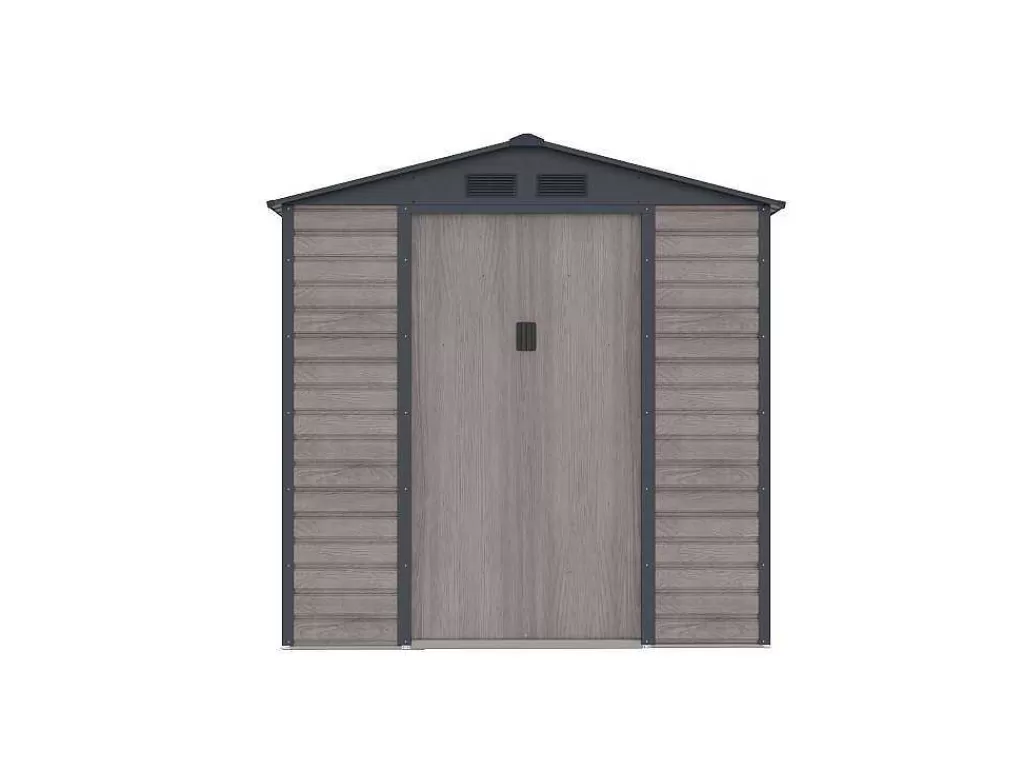 Abrigos De Jardim*EXPERTLAND Abrigo De Jardim Metal Aco Galvanizado Efeito Madeira Cinza 2,79 M - Adelmo