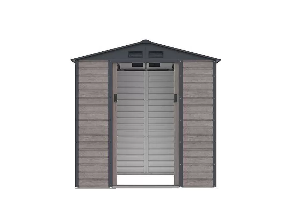 Abrigos De Jardim*EXPERTLAND Abrigo De Jardim Metal Aco Galvanizado Efeito Madeira Cinza 2,79 M - Adelmo