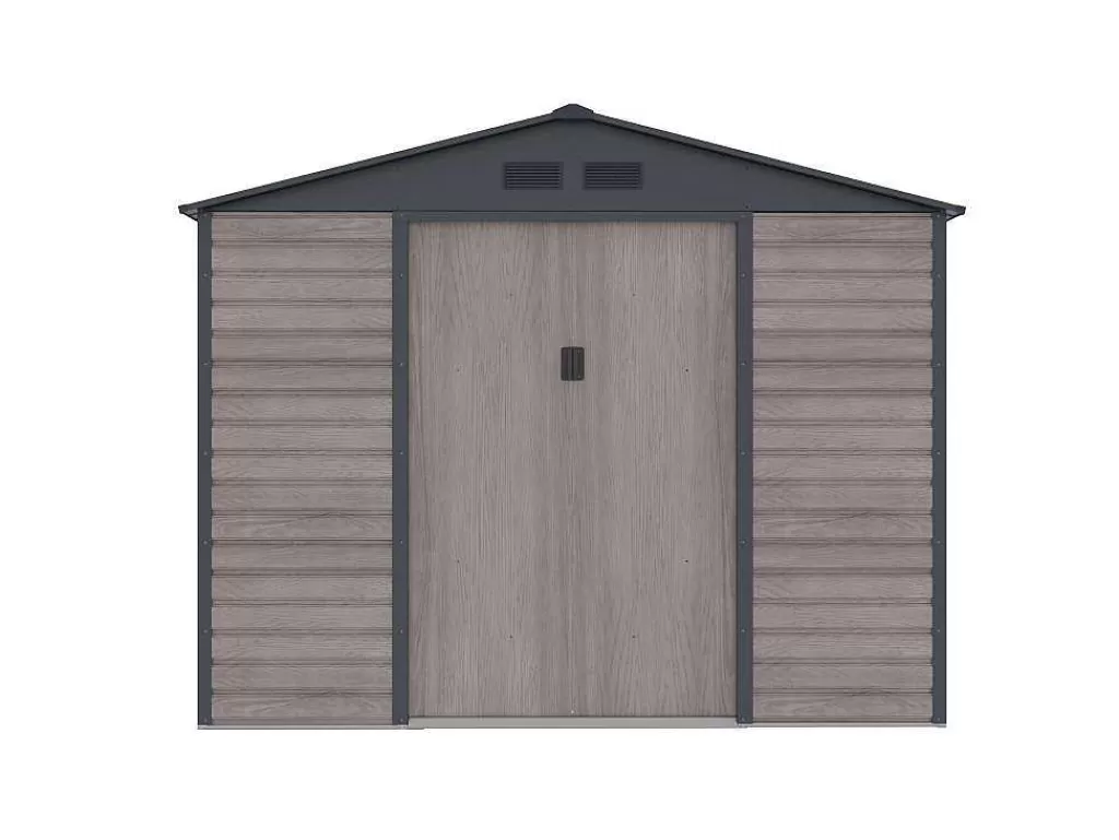 Abrigos De Jardim*EXPERTLAND Abrigo De Jardim Metal Aco Galvanizado Efeito Madeira Cinza 7,17 M - Adelmo