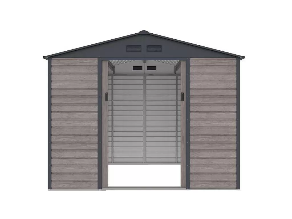 Abrigos De Jardim*EXPERTLAND Abrigo De Jardim Metal Aco Galvanizado Efeito Madeira Cinza 7,17 M - Adelmo