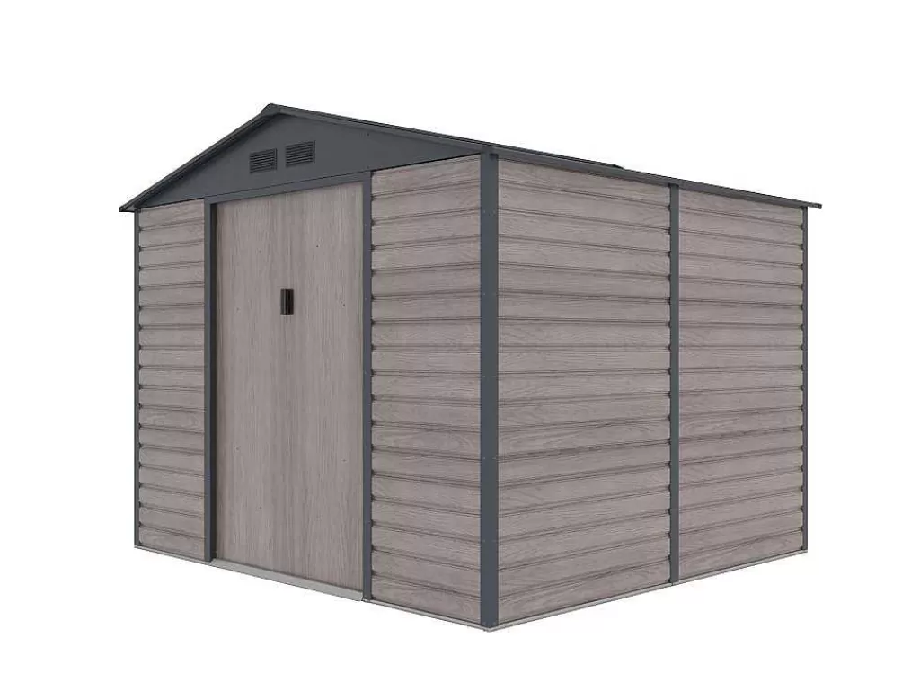 Abrigos De Jardim*EXPERTLAND Abrigo De Jardim Metal Aco Galvanizado Efeito Madeira Cinza 7,17 M - Adelmo