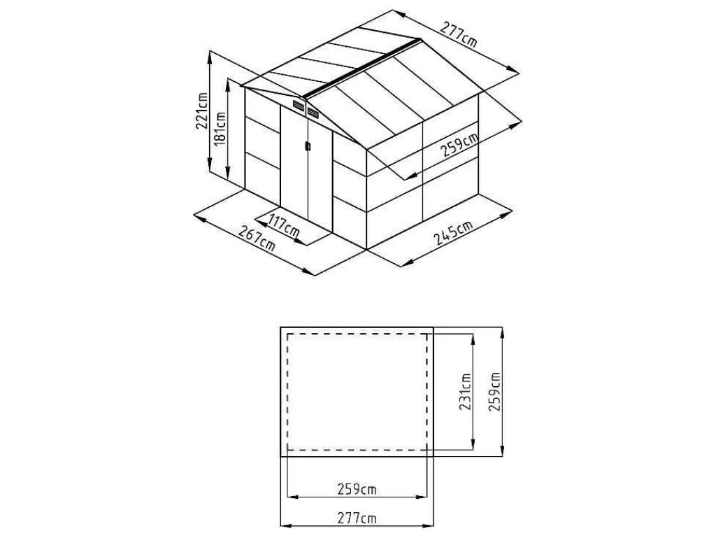 Abrigos De Jardim*EXPERTLAND Abrigo De Jardim Metal Aco Galvanizado Efeito Madeira Cinza 7,17 M - Adelmo