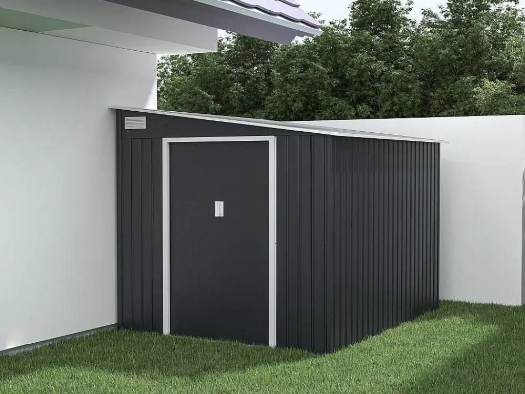 Abrigos De Jardim*EXPERTLAND Abrigo De Jardim Metal De Encostar A Parede Em Aco Galvanizado Antracite 5,49 M - Daustin