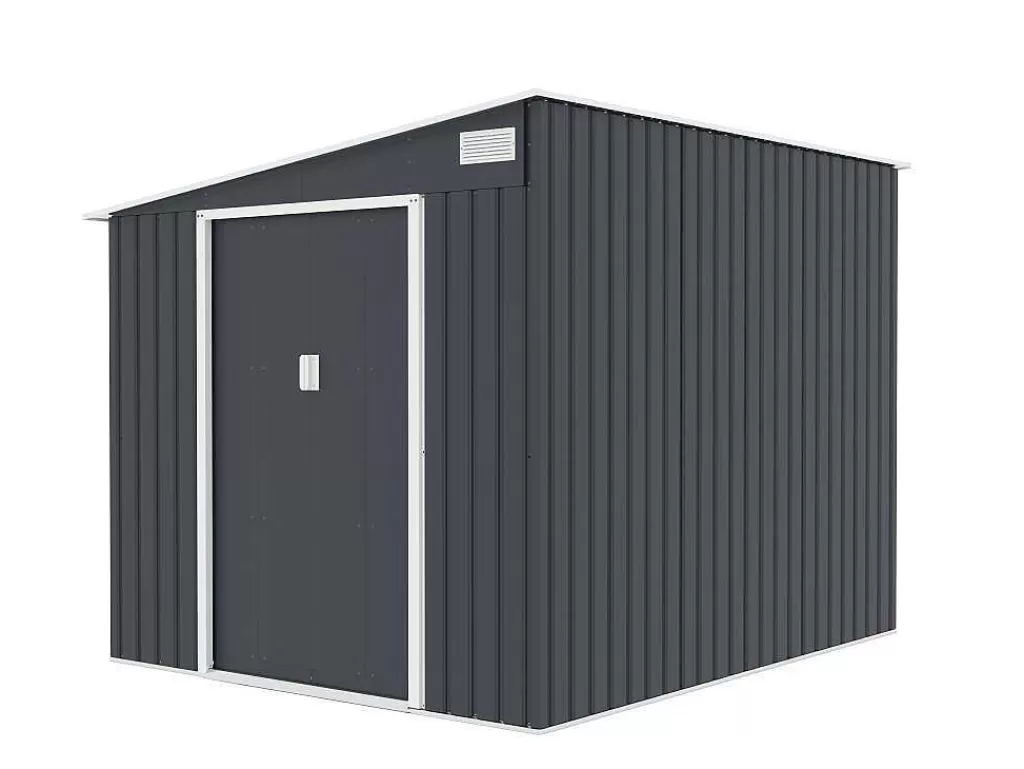 Abrigos De Jardim*EXPERTLAND Abrigo De Jardim Metal De Encostar A Parede Em Aco Galvanizado Antracite 5,49 M - Daustin