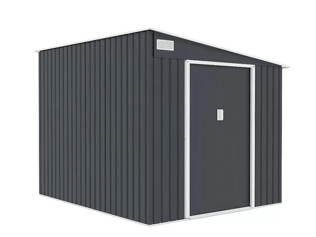 Abrigos De Jardim*EXPERTLAND Abrigo De Jardim Metal De Encostar A Parede Em Aco Galvanizado Antracite 5,49 M - Daustin