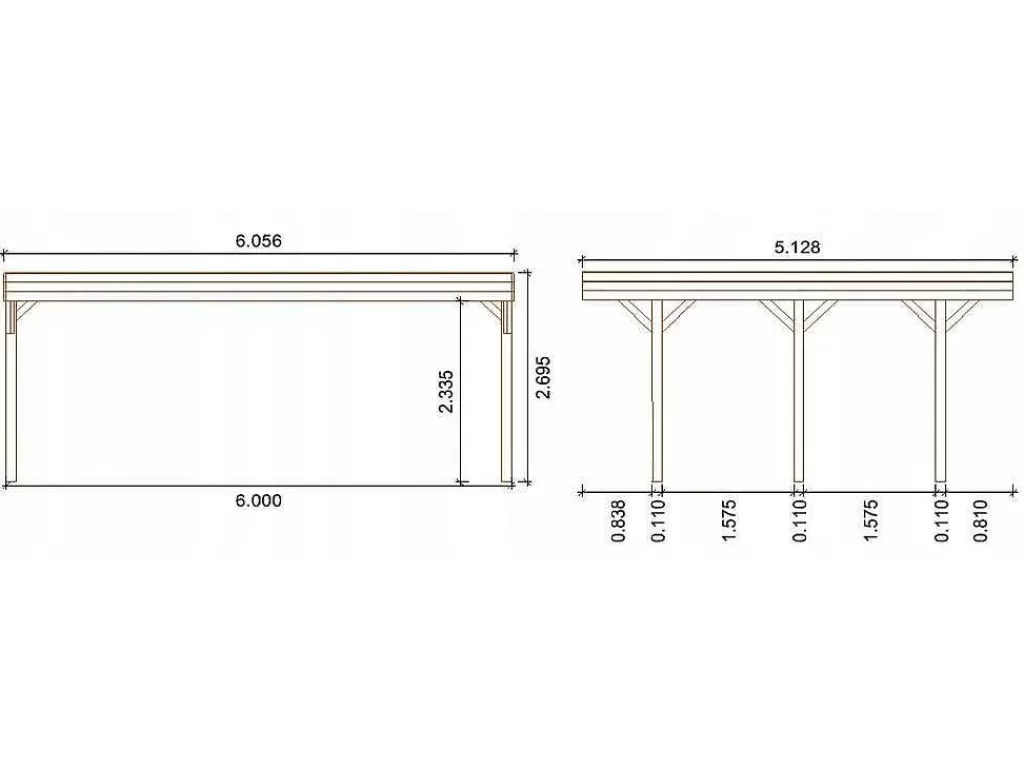 Pérgola, Coreto, Quiosque*EXPERTLAND Abrigo Para Carro Duplo Autoportante Em Madeira Tratada, Com Teto Em Pvc, Para 2 Viaturas, 30 M - Ariane