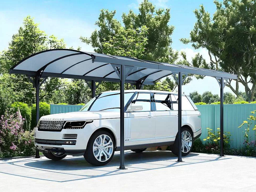 Abrigo Para Carro*EXPERTLAND Abrigo Para Carro Em Aluminio Autoportante Cinza De 15,3 M - Genaro