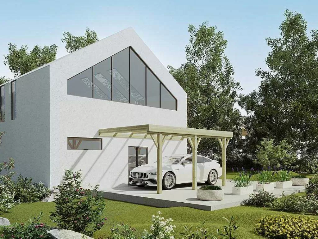 Pérgola, Coreto, Quiosque*EXPERTLAND Abrigo Para Carro Individual Adossado Em Madeira Tratada, 1 Viatura 15,72 M - Lexis