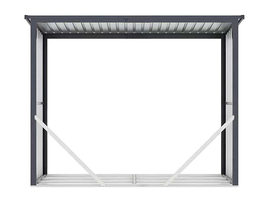 Abrigos De Jardim*EXPERTLAND Abrigo Para Lenha Em Aco Galvanizado Efeito Madeira 4,9 Esteres De 4,1 M3 Dimensoes C.242 X L.89 X A.190 Cm - Winwood