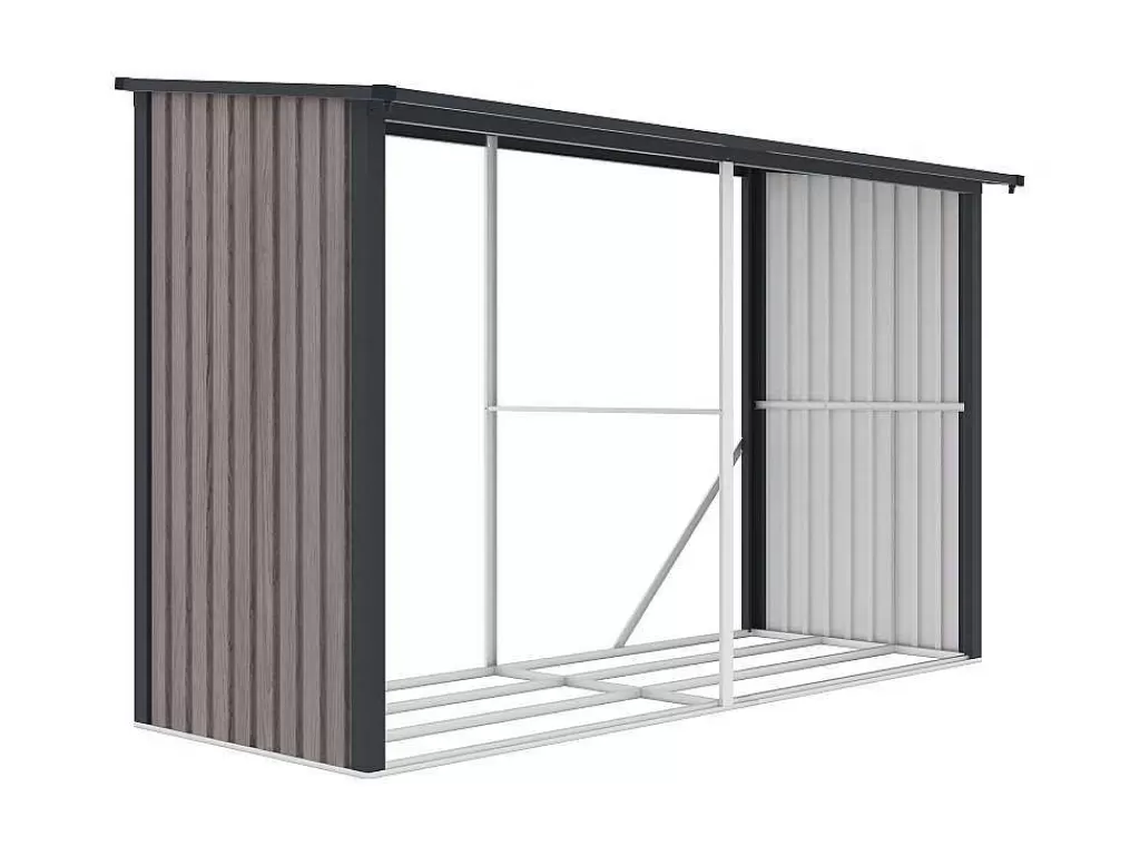 Abrigos De Jardim*EXPERTLAND Abrigo Para Lenha Metal Aco Galvanizado Efeito Madeira 5,78 M3, 8 Esteres, C302 X L119 X A190 Cm - Varwood