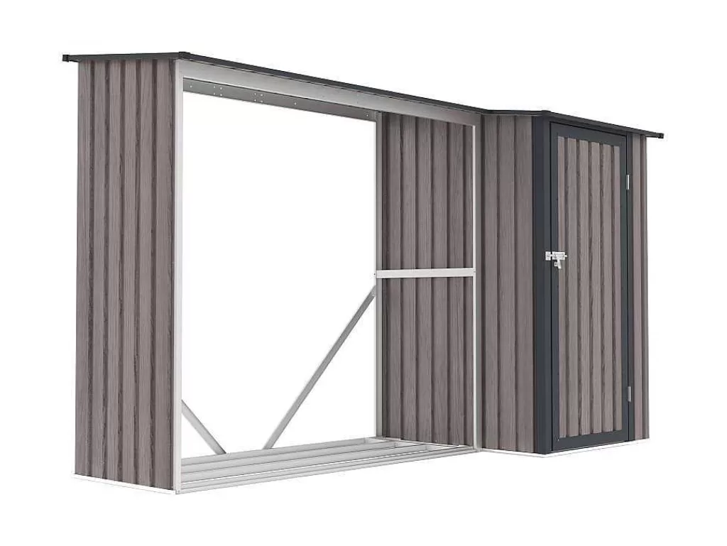 Abrigos De Jardim*EXPERTLAND Abrigo Para Lenha Metal Com Arrumação Em Aco Galvanizado 3,49 M3, 2 Esteres, C282 X L109 X A168 Cm - Dorwood