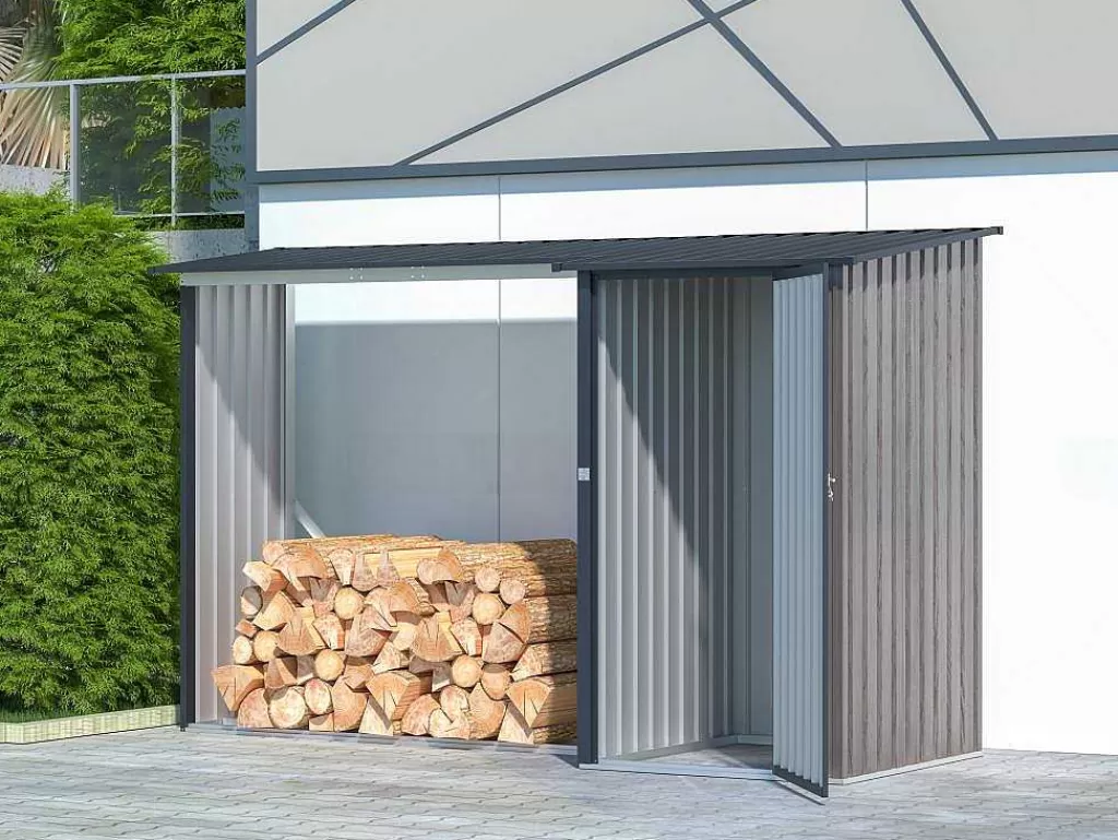 Abrigos De Jardim*EXPERTLAND Abrigo Para Lenha Metal Com Arrumação Em Aco Galvanizado 3,49 M3, 2 Esteres, C282 X L109 X A168 Cm - Dorwood