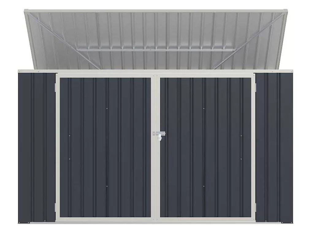 Abrigos De Jardim*EXPERTLAND Abrigo Para Tres Caixotes Do Lixo Em Aco Galvanizado Cinzento Antracite, C237 X L101 X A131 Cm - Ilario