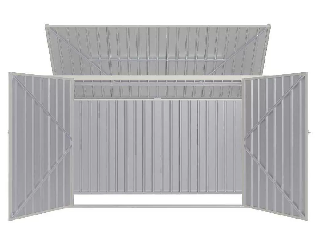 Abrigos De Jardim*EXPERTLAND Abrigo Para Tres Caixotes Do Lixo Em Aco Galvanizado Cinzento Antracite, C237 X L101 X A131 Cm - Ilario