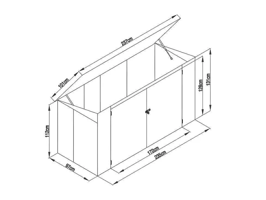 Abrigos De Jardim*EXPERTLAND Abrigo Para Tres Caixotes Do Lixo Em Aco Galvanizado Cinzento Antracite, C237 X L101 X A131 Cm - Ilario