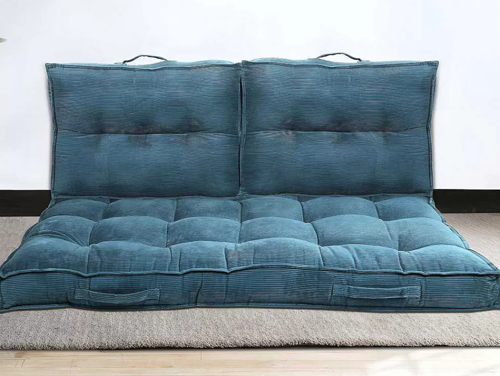 Têxtil De Casa*OZAIA Almofada Para Paletes 120 X 80 X 10 Cm Veludo Canelado Azul - Baila