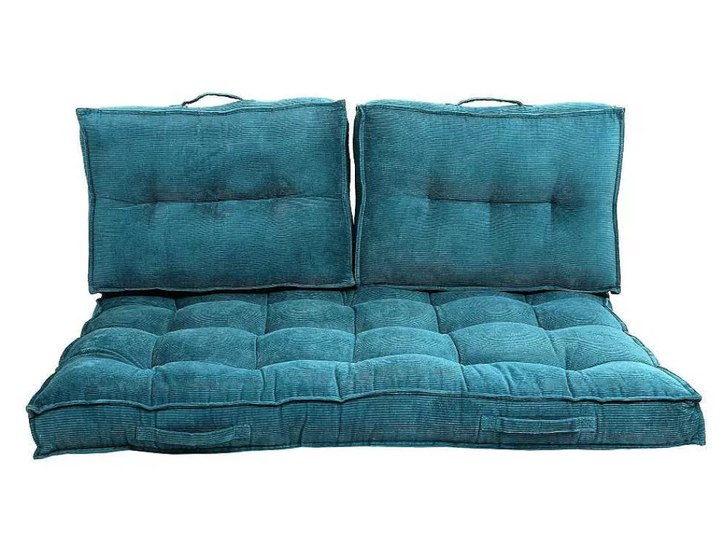 Têxtil De Casa*OZAIA Almofada Para Paletes 120 X 80 X 10 Cm Veludo Canelado Azul - Baila