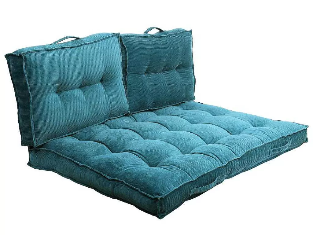 Têxtil De Casa*OZAIA Almofada Para Paletes 120 X 80 X 10 Cm Veludo Canelado Azul - Baila