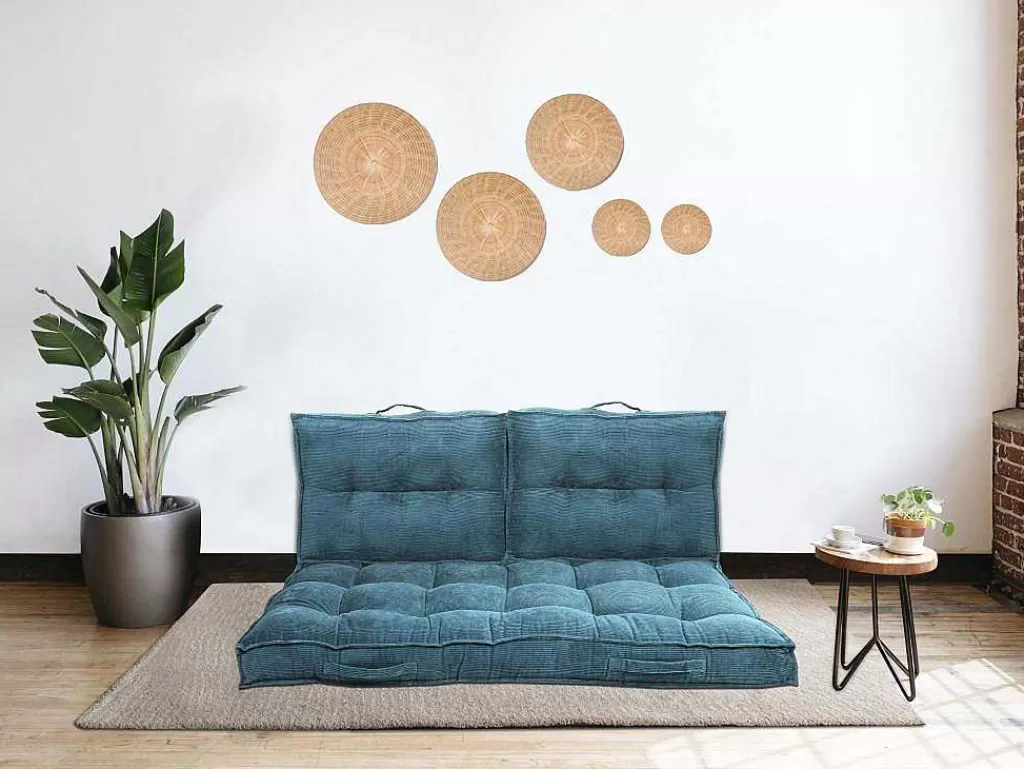 Têxtil De Casa*OZAIA Almofada Para Paletes 120 X 80 X 10 Cm Veludo Canelado Azul - Baila