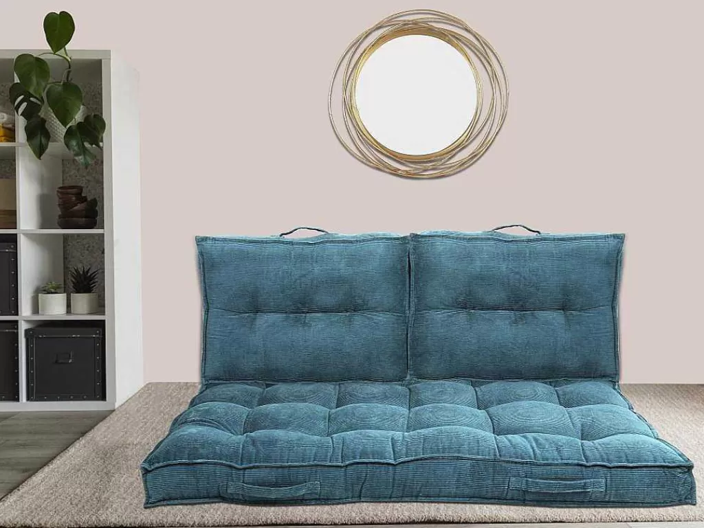 Têxtil De Casa*OZAIA Almofada Para Paletes 120 X 80 X 10 Cm Veludo Canelado Azul - Baila
