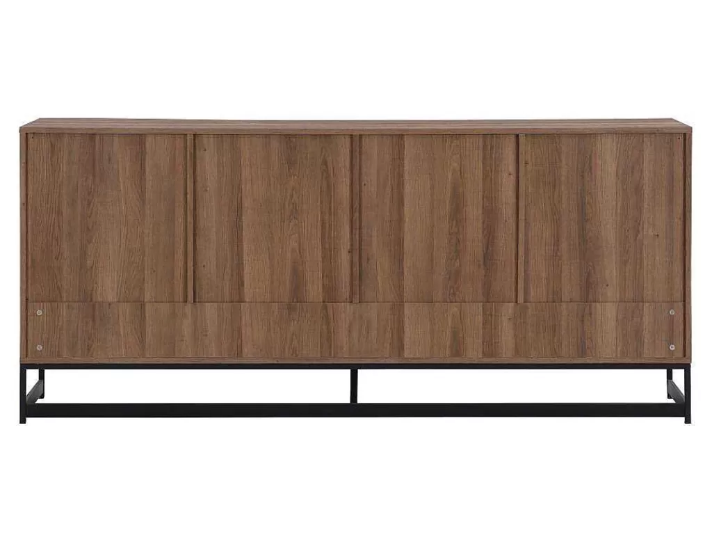 Aparador*Vente-unique Aparador 3 Portas E 3 Gavetas Em Mdf Cor Natural E Preto - Caratana