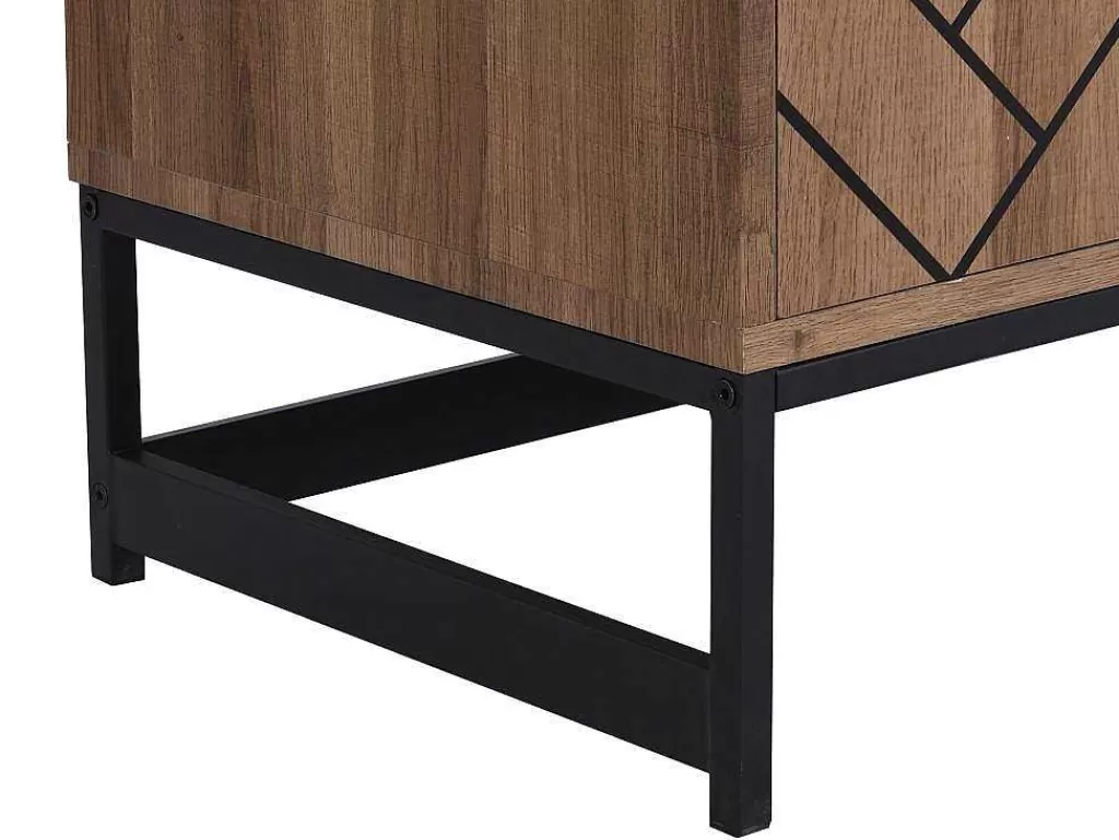 Aparador*Vente-unique Aparador 3 Portas E 3 Gavetas Em Mdf Cor Natural E Preto - Caratana