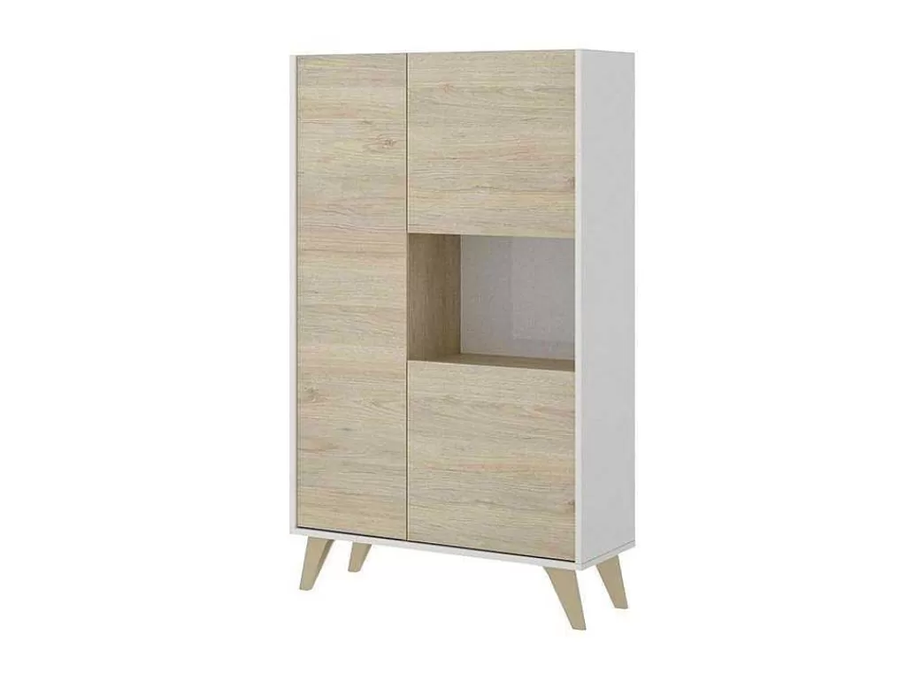 Aparador*Vente-unique Aparador Alto 3 Portas E 1 Nicho Cor: Carvalho E Branco - Kolyma