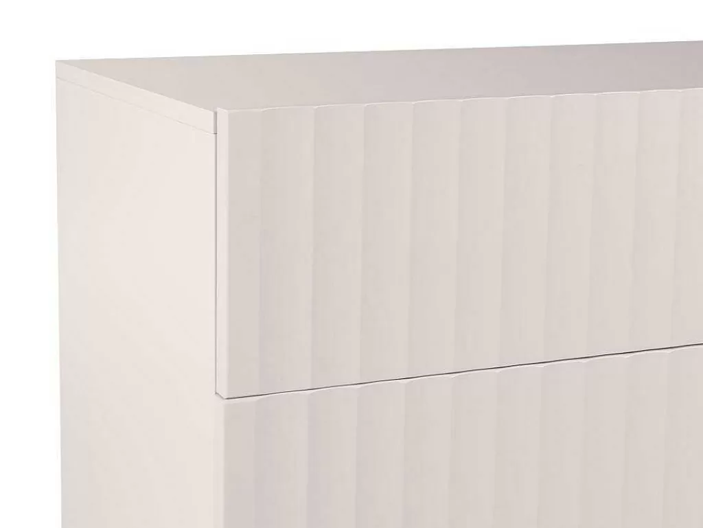 Aparador*Vente-unique Aparador Alto Com 2 Portas E 2 Gavetas Em Mdf E Aco, Bege E Dourado - Evilana