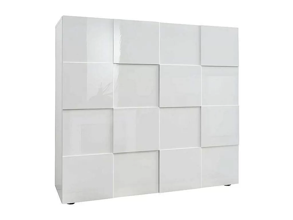 Aparador*Vente-unique Aparador Alto Com 2 Portas Lacado A Branco - Calisto