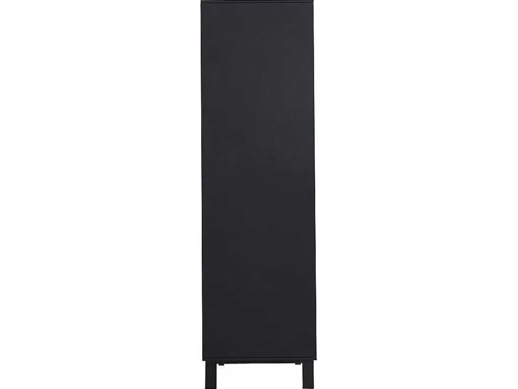 Promoções Sala*Vente-unique Aparador Alto Com 4 Portas Em Mdf E Metal Cor Natural Claro E Preto - Lobna
