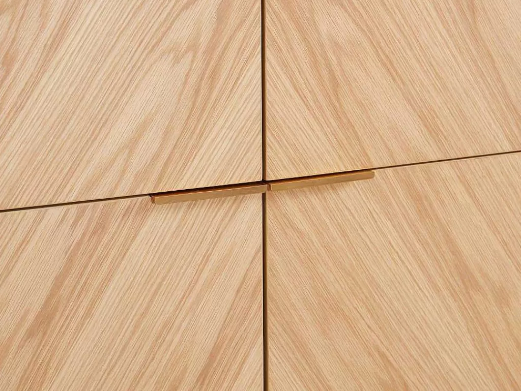 Promoções Sala*Vente-unique Aparador Alto Com 4 Portas Em Mdf E Metal Cor Natural Claro E Preto - Lobna