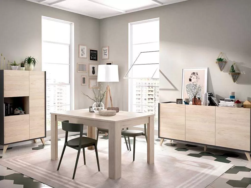 Aparador*Vente-unique Aparador Alto Kolyma - 3 Portas E 1 Nicho - Cores: Carvalho E Antracite