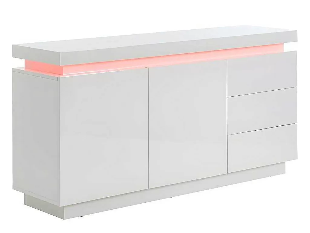 Aparador*Vente-unique Aparador Com 2 Portas E 3 Gavetas - Leds - Mdf Lacado A Branco - Emerson Ii