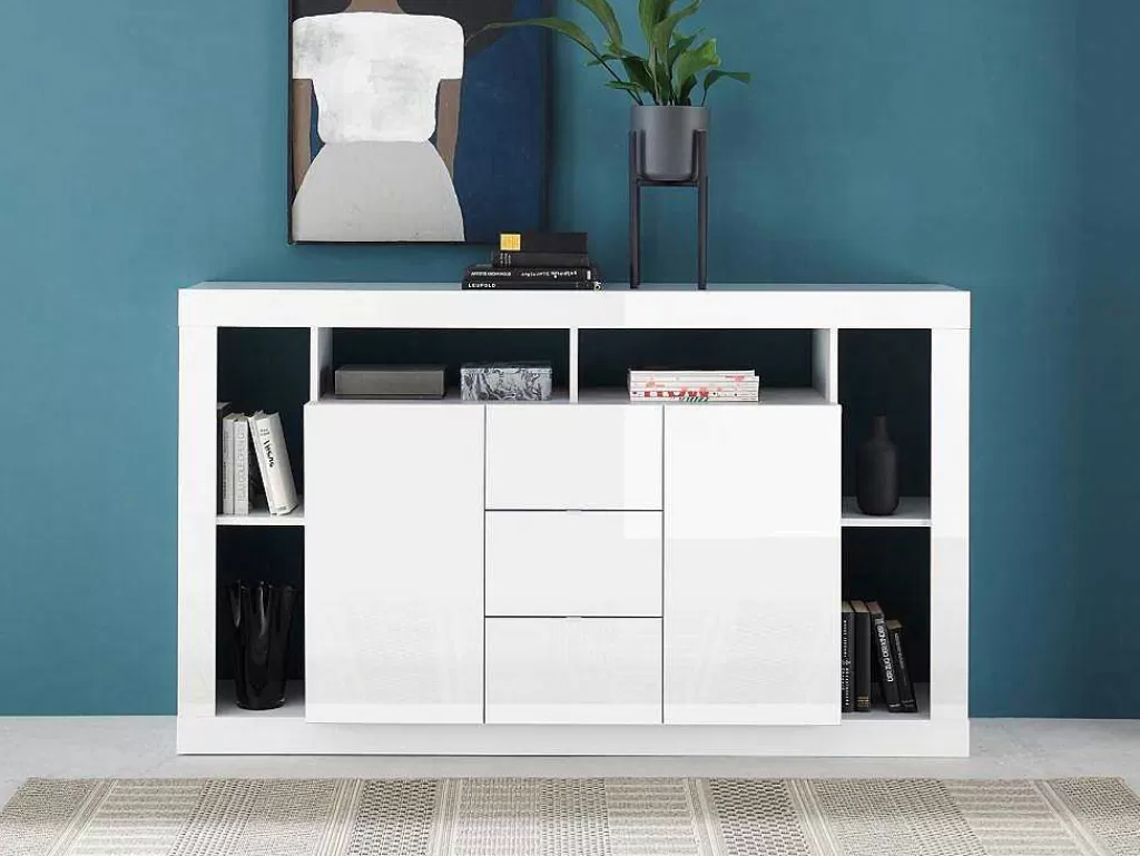 Aparador*Vente-unique Aparador Com 2 Portas E 3 Gavetas Lacado A Branco - Balka