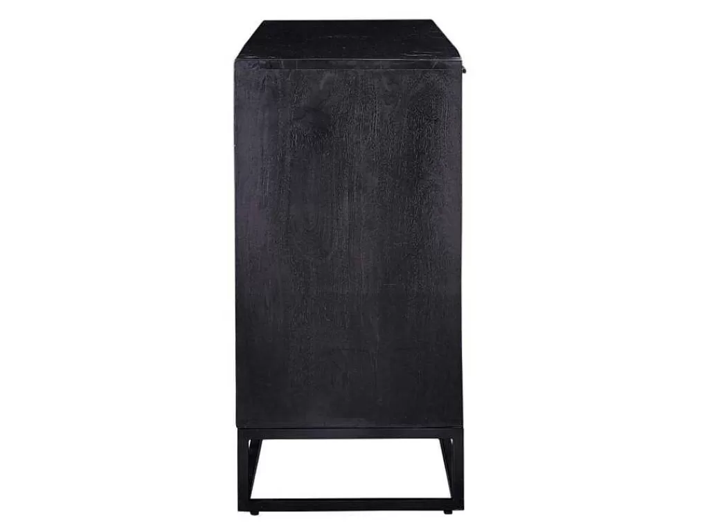 Aparador*Vente-unique Aparador Com 3 Gavetas E 2 Portas Em Madeira De Acacia E Metal, Natural Escuro E Preto - Alyona