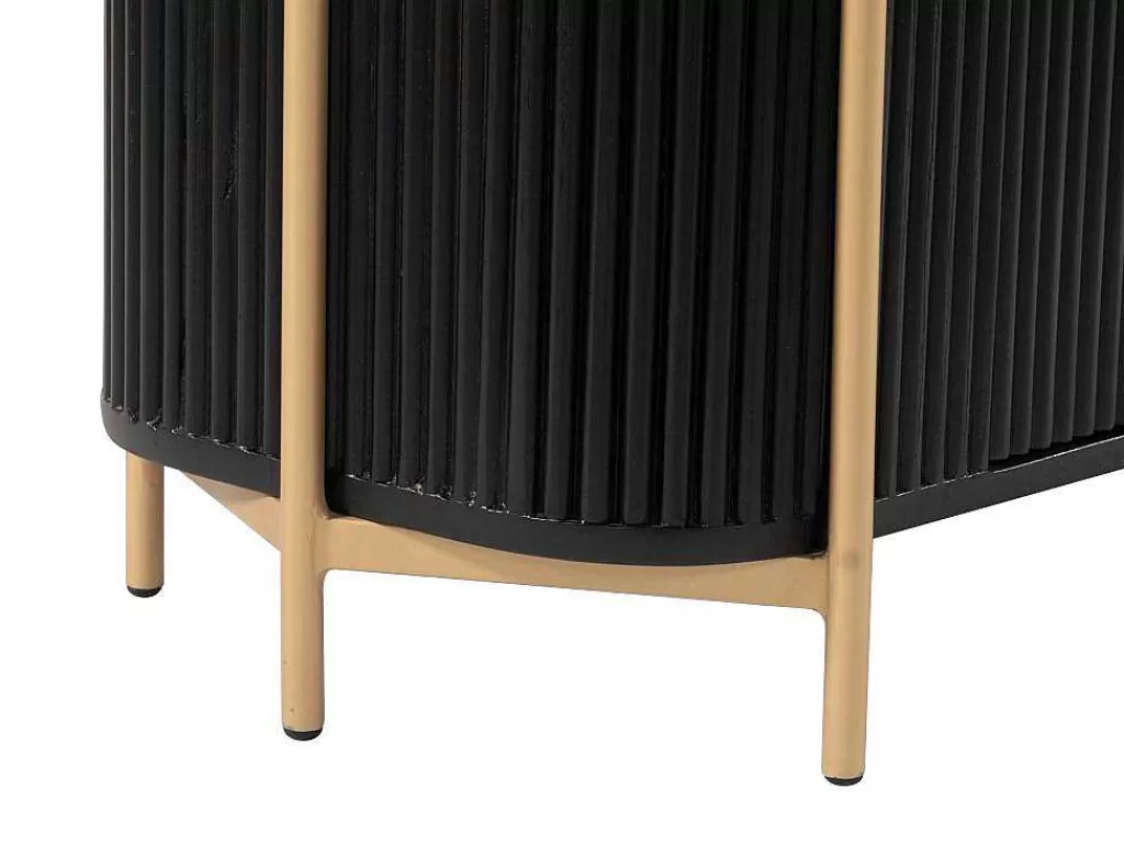 Aparador*Vente-unique Aparador Com 3 Portas Madeira De Mangueira E Metal Preto E Dourado - Balimela