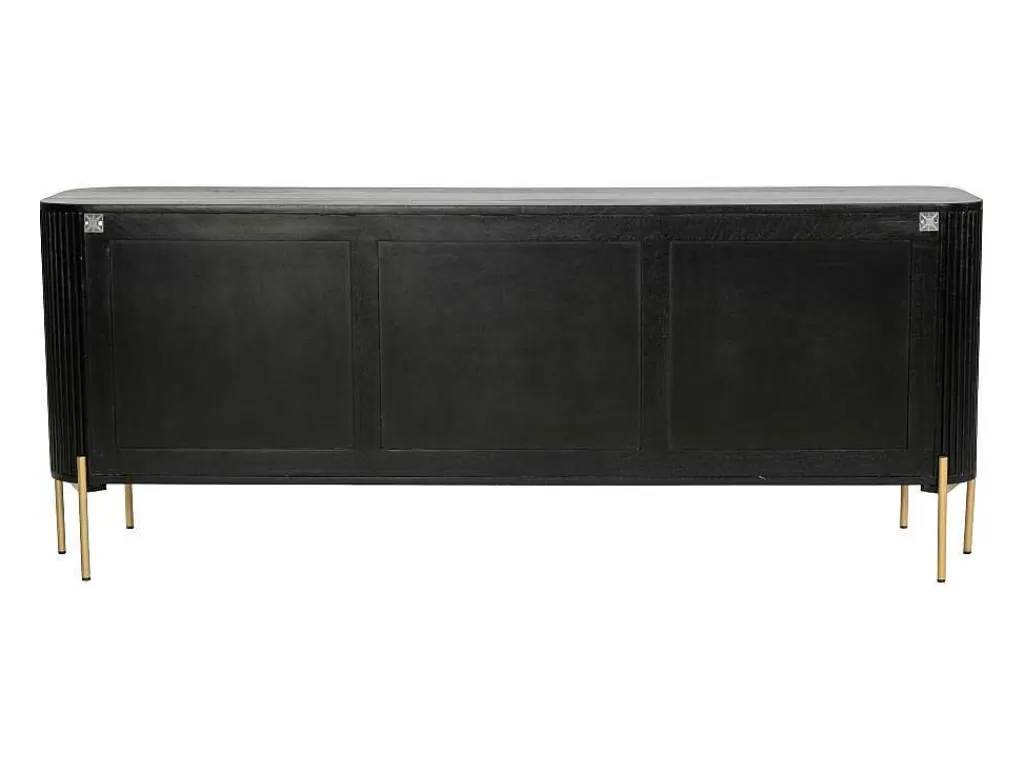 Aparador*Vente-unique Aparador Com 3 Portas Madeira De Mangueira E Metal Preto E Dourado - Balimela