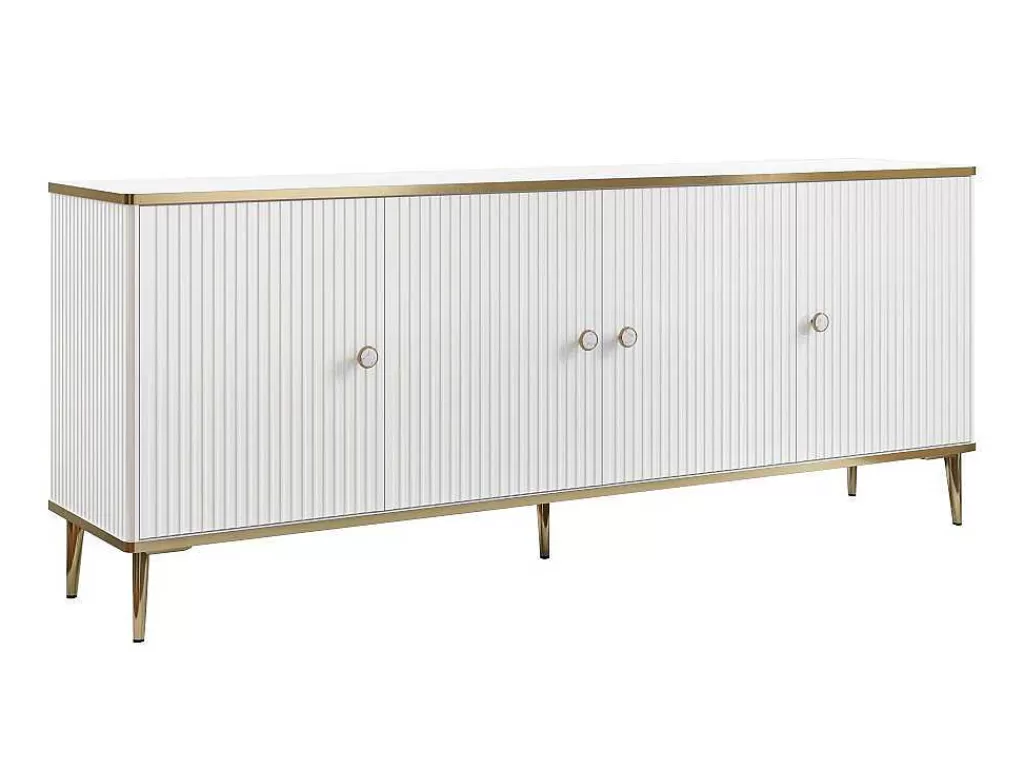 Aparador*PASCAL MORABITO Aparador Com 4 Portas Em Mdf E Aco Branco E Dourado - Sinead De