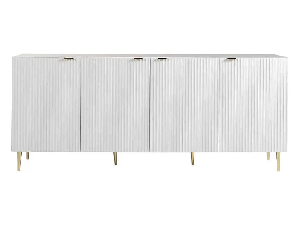 Aparador*Vente-unique Aparador Com 4 Portas Em Mdf E Aco Branco E Dourado - Yesinia