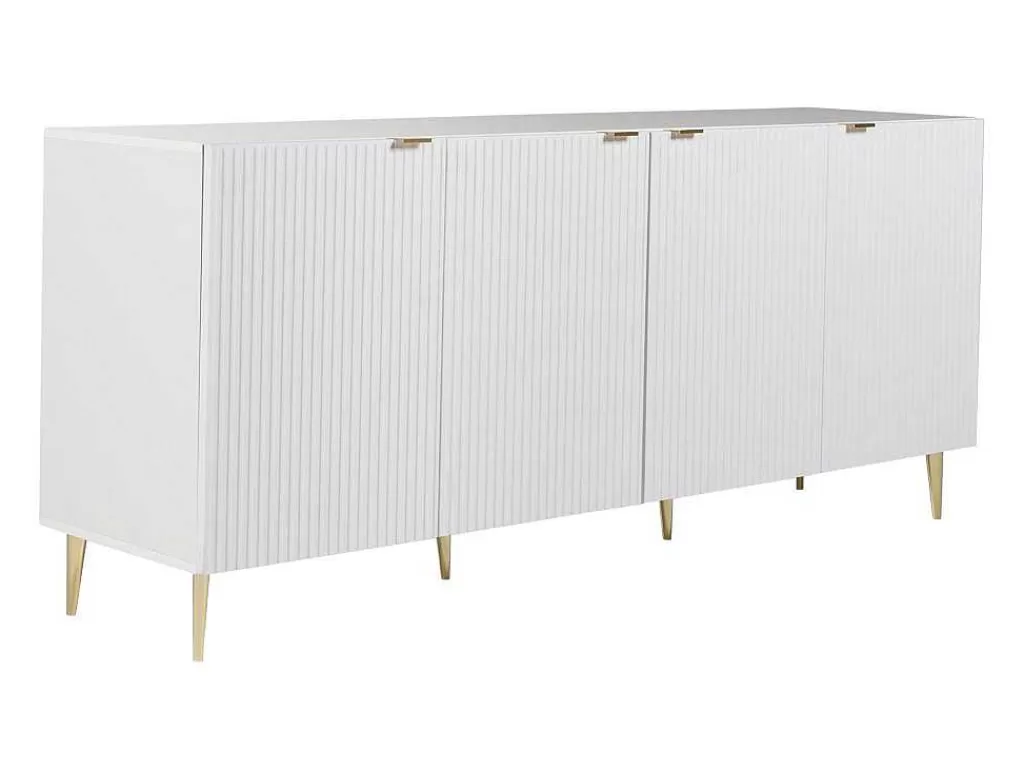 Aparador*Vente-unique Aparador Com 4 Portas Em Mdf E Aco Branco E Dourado - Yesinia